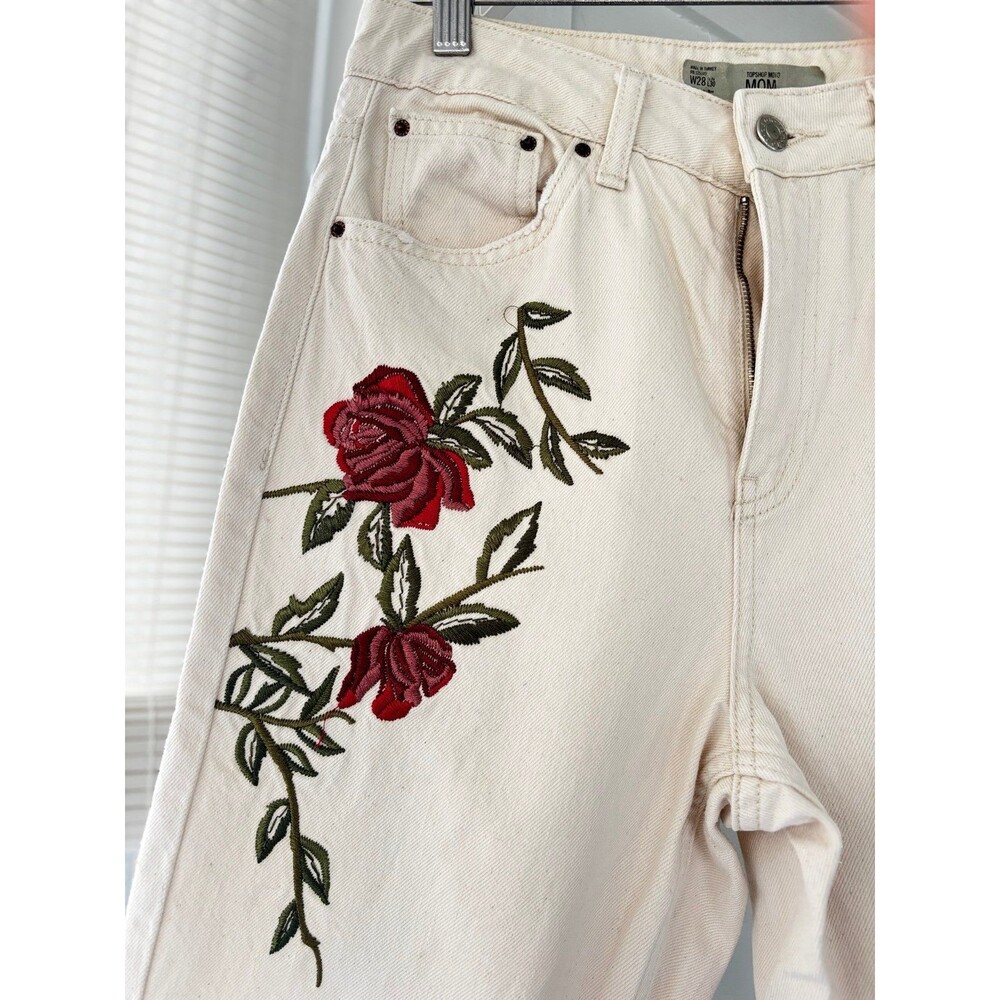 TOPSHOP MOTO Embroidered Mom Jeans